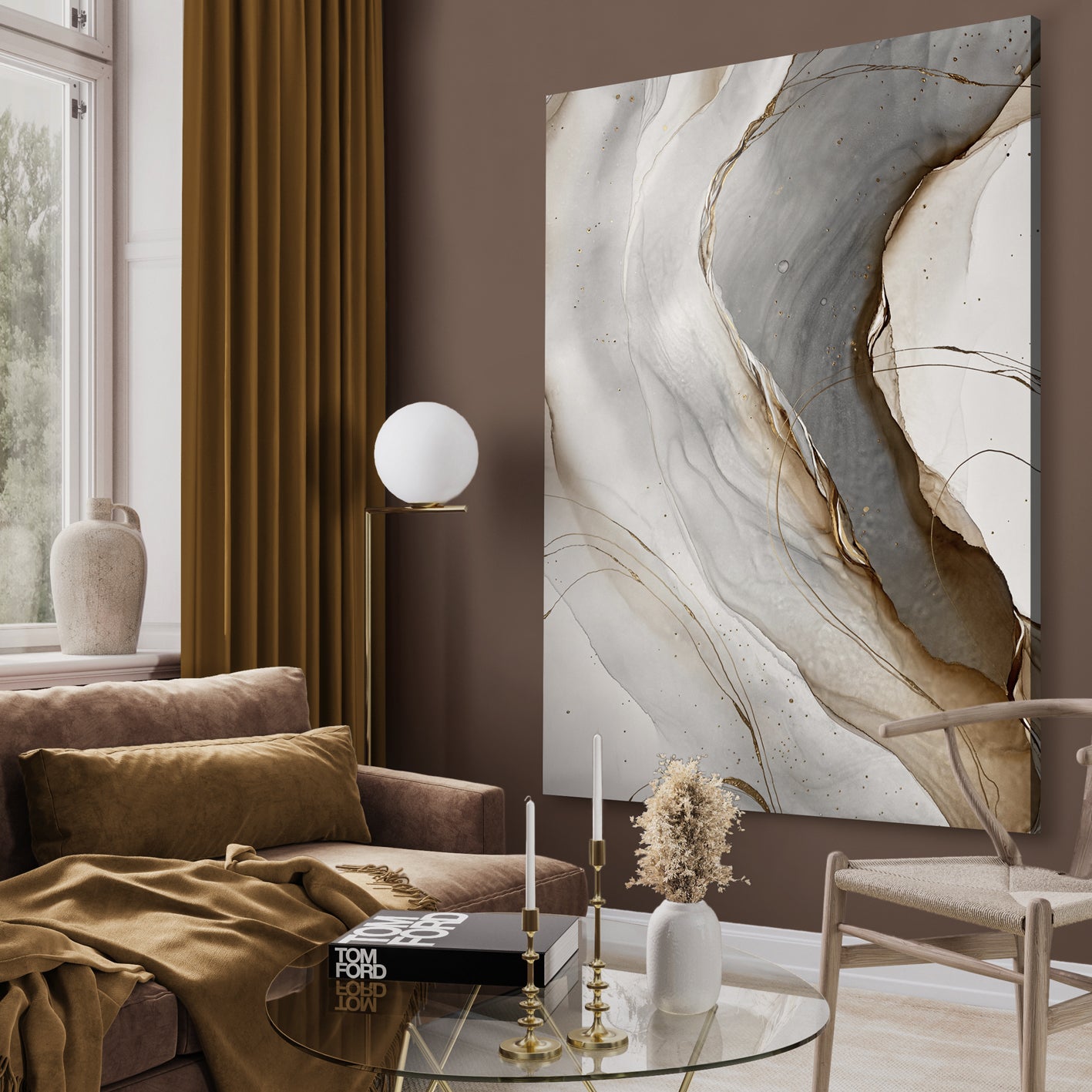 Canvastavla - Golden Seams No1 (80x120)