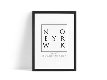 Poster - New York Coordinates