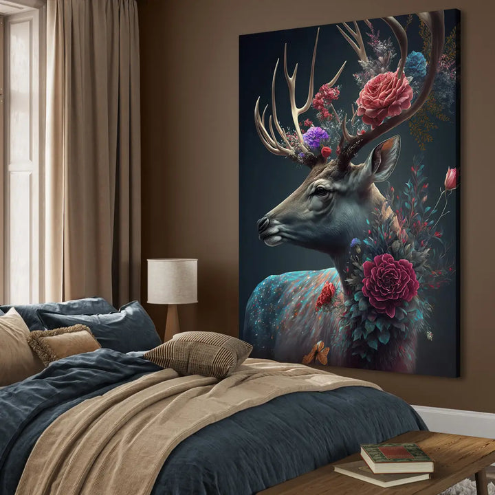 Lerretsbilde - Deer with flowers